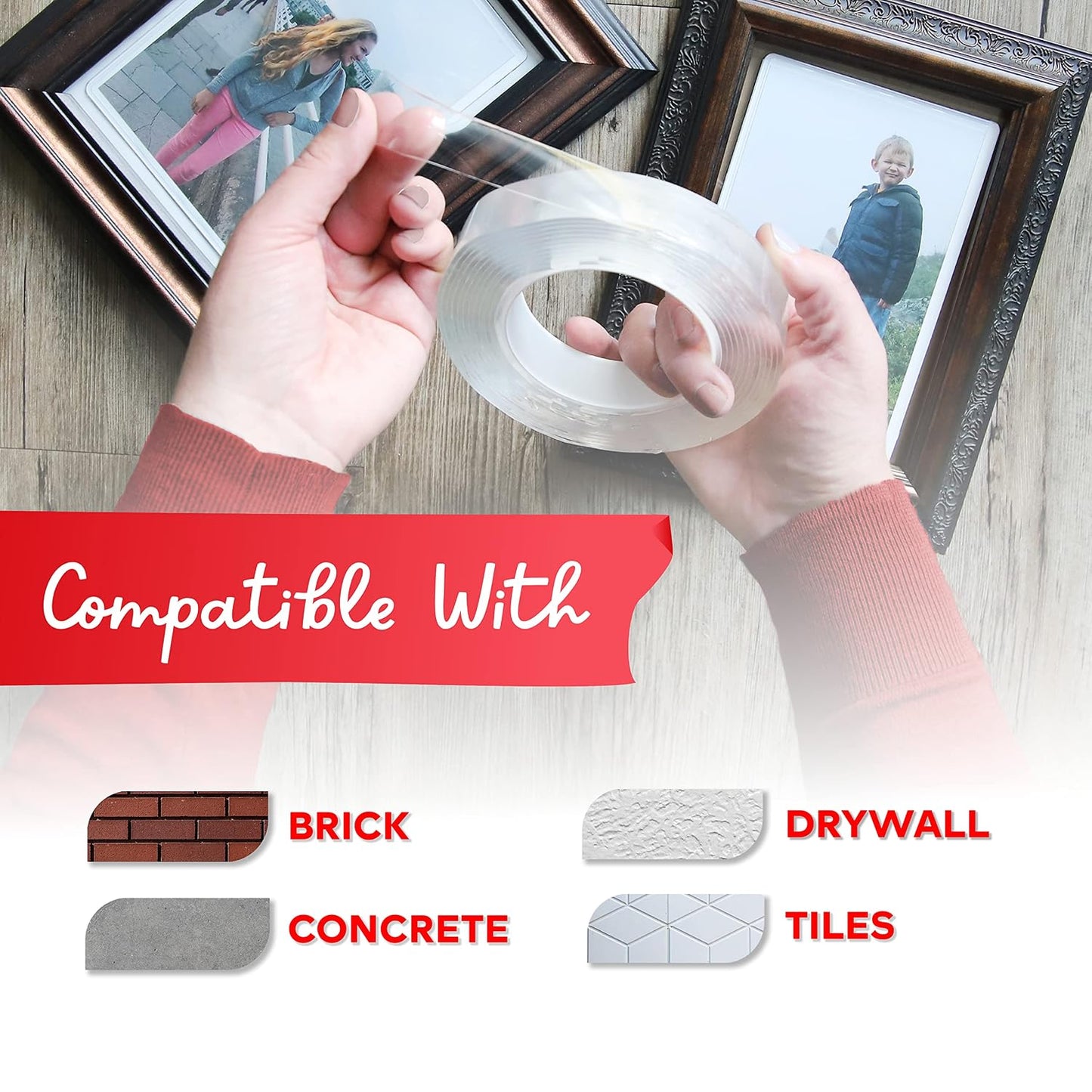 XFasten Reusable Double-Sided Nano Tape, 1.5-Inch x 20 Feet, Clear, Movable and Washable Double-Sided Gel Mat Grip Adhesive Putty Brick Tape | Bathroom, Kitchen Silicone Grip Nano Mounting Tape