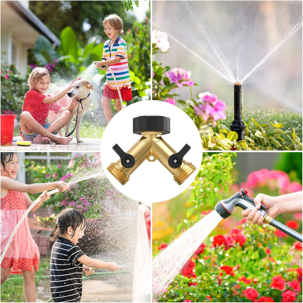 Twinkle Star 2 Way Garden Hose Splitter 3/4" GHT | Hose Y Splitter, Brass Dual Hose Splitter Leak-free