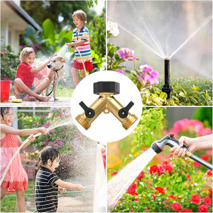 Twinkle Star 2 Way Garden Hose Splitter 3/4" GHT | Hose Y Splitter, Brass Dual Hose Splitter Leak-free