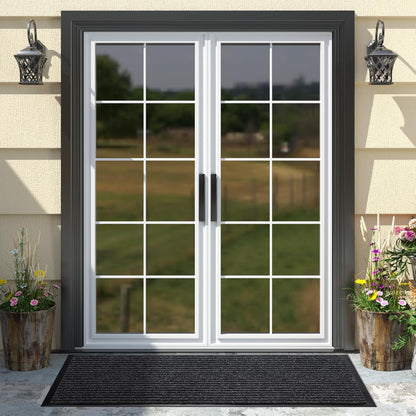 Yimobra Welcome Mat, Heavy Duty Sturdy Door Mats for Home Entrance Outdoor Indoor, Front Doormat for Outside Patio Floor Entry Porch Garage Office, Waterproof, Low Profile, 29.5x17, Black Grey