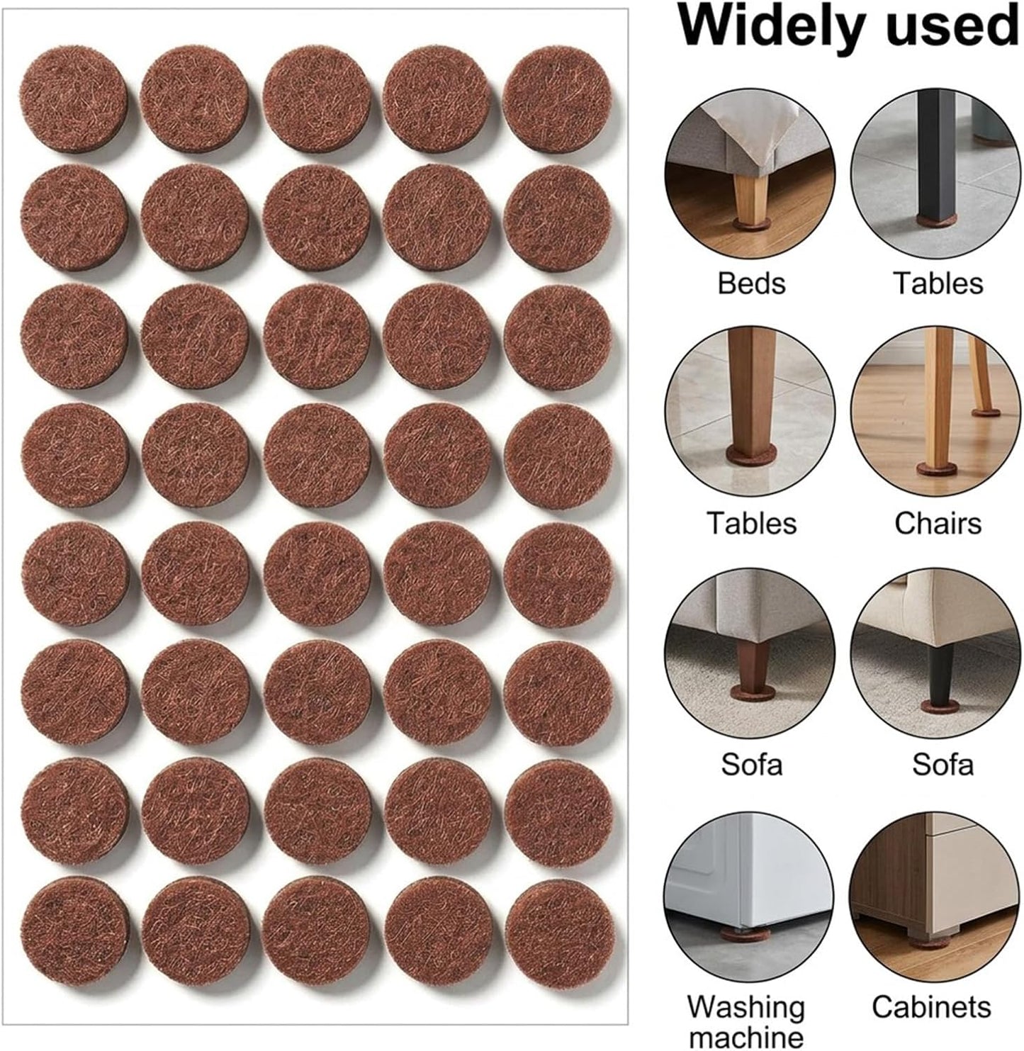 Nogeqi 48Pcs Small Felt Pads for Chairs Table Leg and Doors 1/2 Inches Diameter Small Felt Pads Door Bumpers for Furniture Feet Protect Your Hardwood Floors