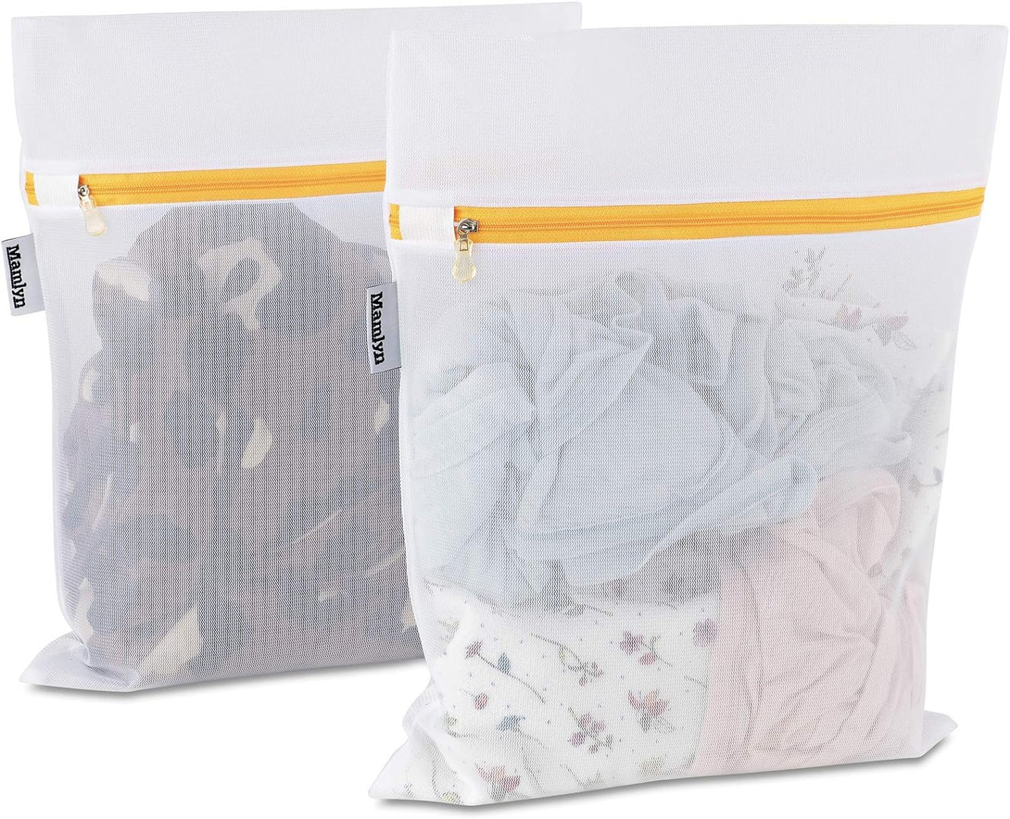 Mamlyn Mesh Laundry Bag for Delicates, Wash Bag for Underwear and Lingerie, Makeup Organizer Bag (2 Small)