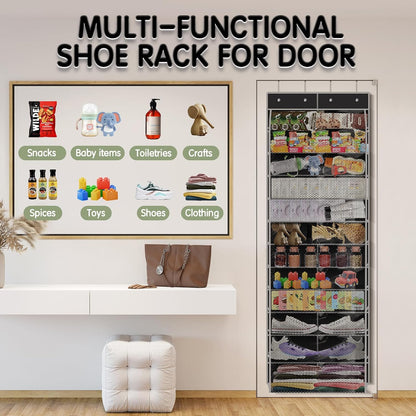 Kotkn Over The Door Shoe Organizer with 12 Large Breathable Pockets - Durable Hanging Storage for the Entire Family's Shoes (White)