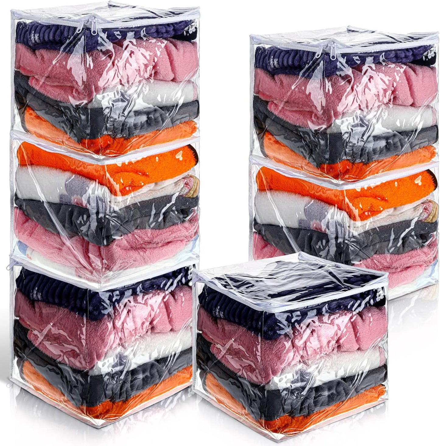 6 Packs Clear Zippered Storage Bags 24 x 20 x 11 Inch Sweater Moth Bags Vinyl Plastic Storage for Blankets Clothes Bed Sheet Organizer with Zipper for Closet Linen Sweater Clothes Comforters Pillow