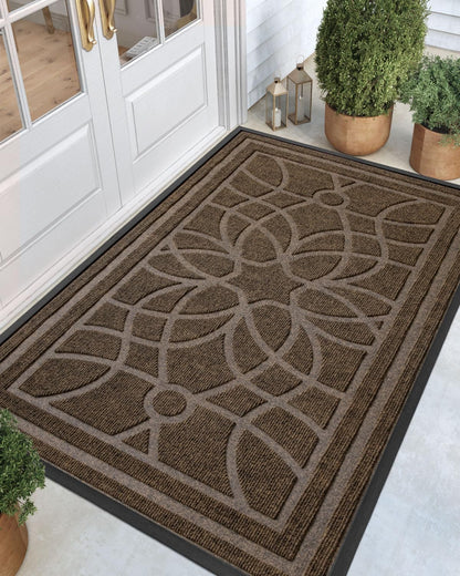 DEXI Front Door Mat Outside Entrance, Heavy Duty Non Slip Low Profile Doormat for Entryway, Trap Dirt and Moisture Welcome Mats, Easy Clean, Patio, Garage, 3x2, Blue