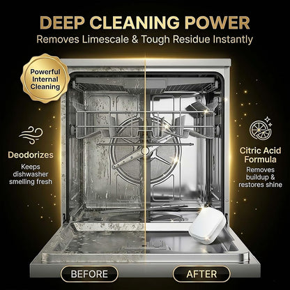 Dishwasher Cleaner and Deodorizer XL Tablets – Heavy-Duty Descaler & Odor Remover for Hard Water, Removes Spots & Residue, Enhance Drying & Shine, 12 Pack (1 Year Supply)