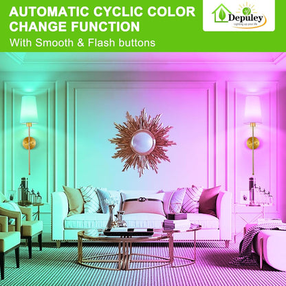 Depuley Battery Operated Wall Sconce: Set of 2 Wireless Wall Lights with 10000mAh Dimmable Bulbs and Remote for Bedroom - Rechargeable 15 Colors Gold Wall Lamp for Living Room Hallway