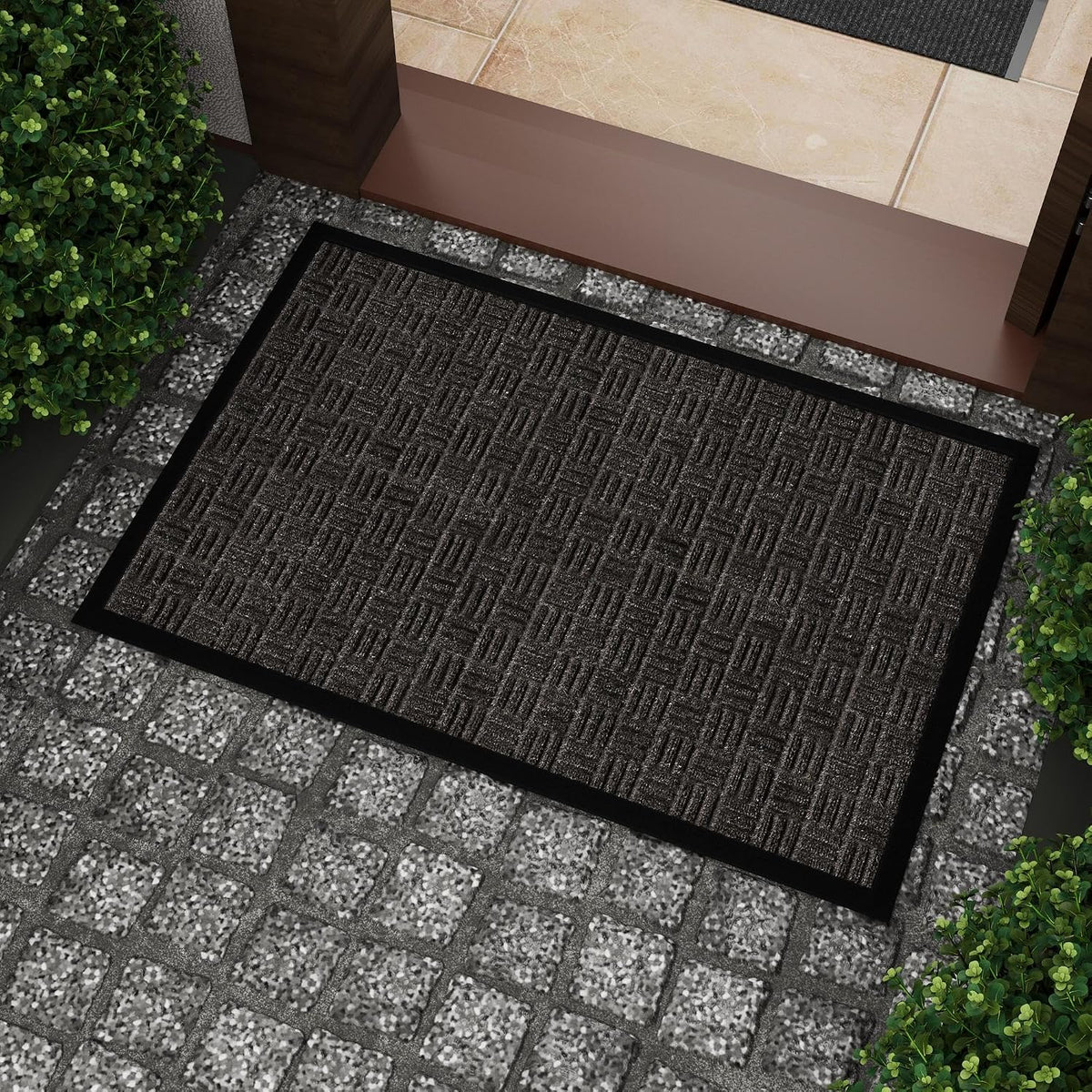 Ottomanson Waterproof Boot Tray Rubber Shoe Mat with Raised Edges, Heavy Duty Non Slip All Weather Entryway Mat for Shoes and Pets, Indoor Outdoor Use, 18" x 28"