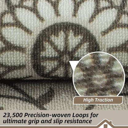 BEQHAUSE Stair Treads for Wooden Steps Non-Slip Machine Washable Carpet Stair Treads 8"X30" Soft Indoor Stair Runner for Kids Elders and Pets, 100% Polyester, TPE Backing, 15pcs, Grey/Orange