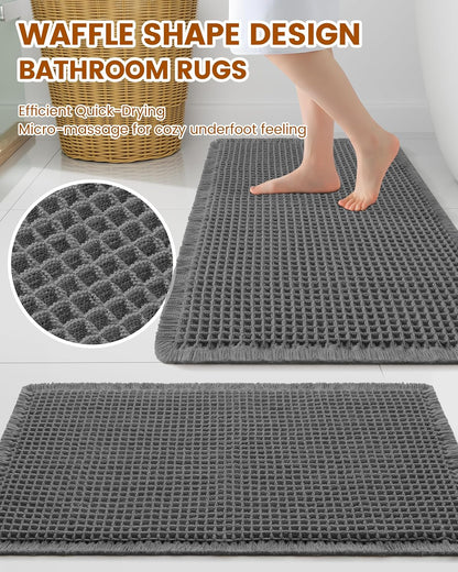 Smiry Waffle Bath Mat 30x20, Extra Soft Absorbent Bathroom Rugs, Non Slip Machine Washable Quick Dry Bath Rugs for Bathroom Floor, Tub, Shower, Home Decor Accessories, Brown