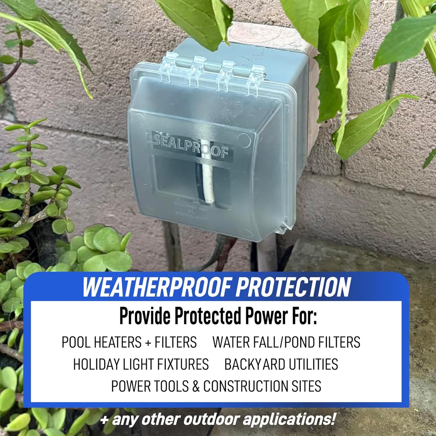 Sealproof 2-Gang Weatherproof In Use Outlet Cover | Two Gang Outdoor Plug and Receptacle Protector, Lockable, UL Extra Duty Compliant, 45 Configurations