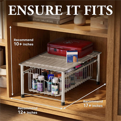 Simple Houseware Stackable 2 Tier Sliding Basket Organizer Drawer, Chrome