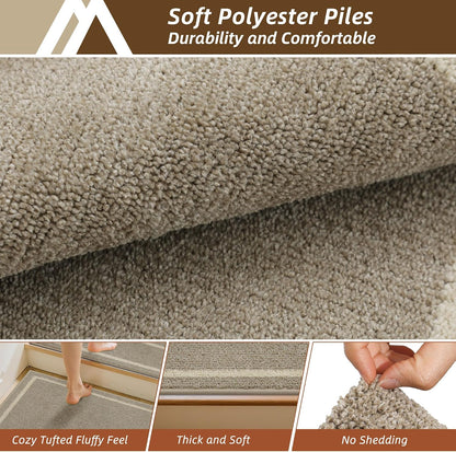 COSY HOMEER Soft Stair Treads Non-Slip Carpet Mat 28inX9in Indoor Stair Runners for Wooden Steps, Stair Rugs for Kids and Dogs, 100% Polyester TPE Backing 4pcs, Grey