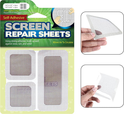 Self Adhesive Window and Door Screen Repair Sheets (Gray)