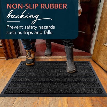 ubdyo Extra Durable Door Mat - Dirt Trapping Outdoor Welcome Mats - Non-Slip Outdoor Indoor Entrance - Low Profile Front Doormat (30" x 17", Bright Brown)