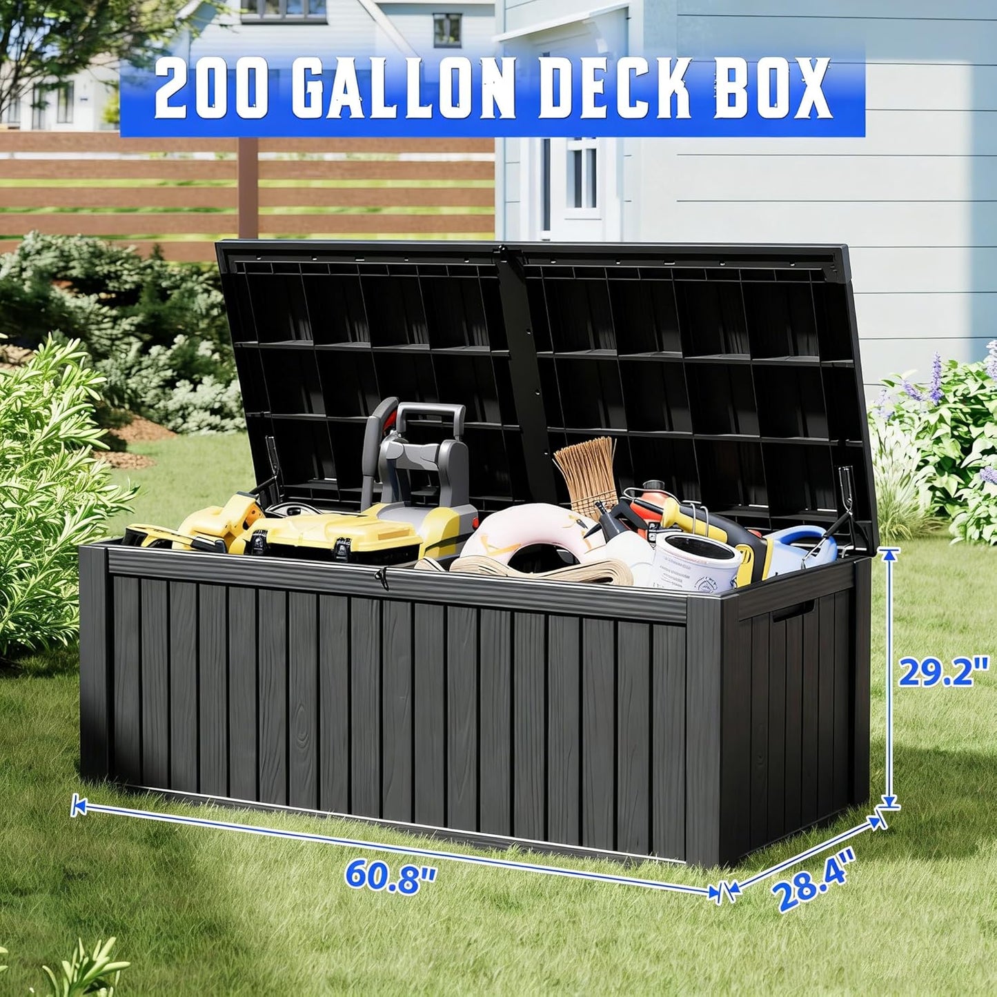 Outdoor Storage Deck Boxes Waterproof, Waterproof and UV Resistant Outdoor Storage Box Lockable Lid for Delivery Box, Indoor, Garden Tools, Pool Supplies, Patio (Black, 31 Gallon)