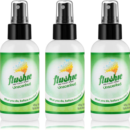 Flushie Pre-Toilet Spray Travel Size Toiletries Bathroom Spray for Toilet Deodorizer Traveling Essentials - Poop Odor Eliminator (Linen, 1oz 3pack)