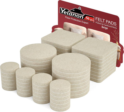 Yelanon Felt Furniture Pads for Hardwood Floors -36 Pcs 2" Premium Floor Protectors for Furniture, Felt Pads for Chair Legs, Black