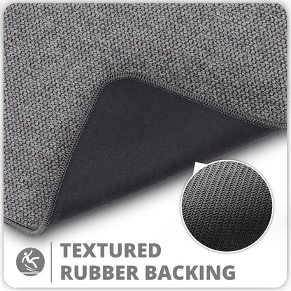 Bath Mat,Ultra Thin Bathroom Rugs,Rubber Bath Mats for Bathroom,No Slip Bath Rugs,Quick Dry,Machine Washable,Low Pile,Absorbent,Shower Outside,Sink,Home Decor Accessories.Grey,1'5"x2'3"(17x27Inch)