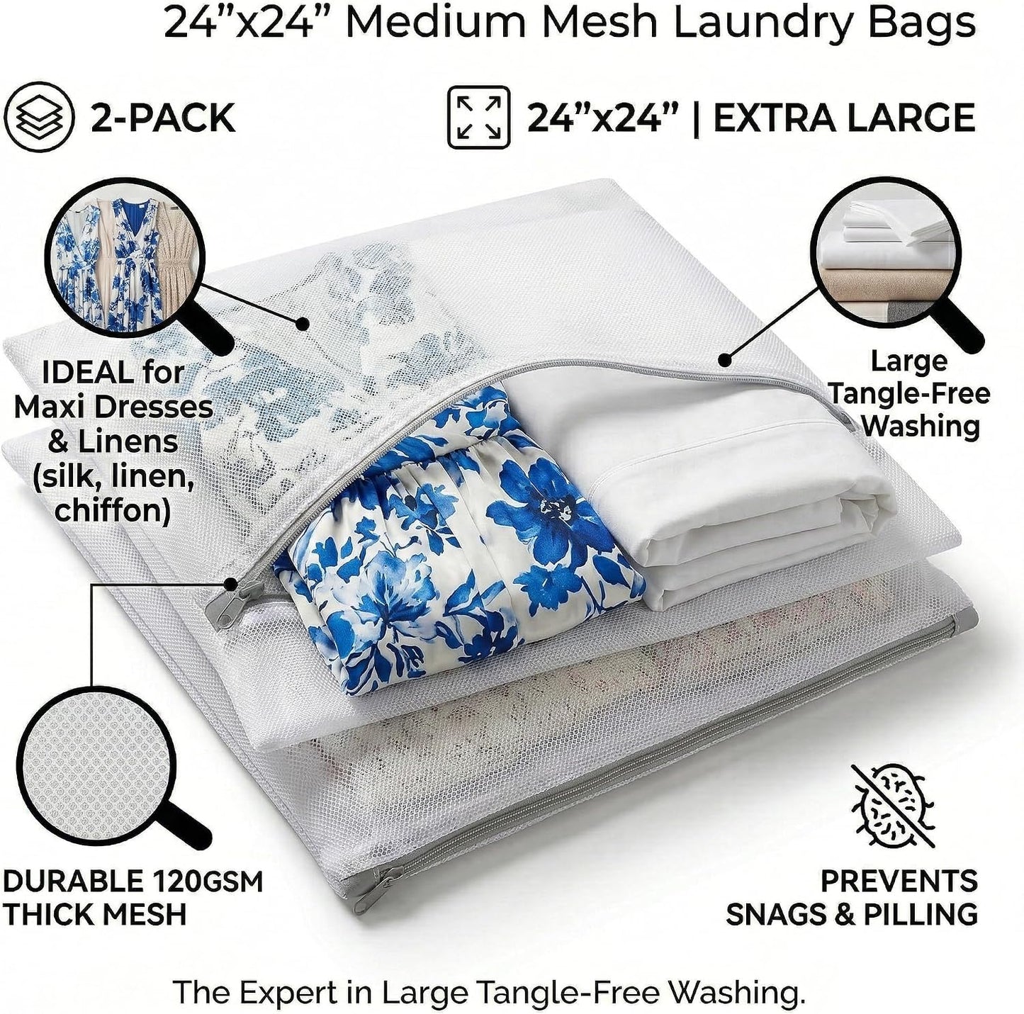 12x16 Small Mesh Laundry Bags for Delicates, 4-Pack – for Lingerie, Bras, Socks & Swimwear – 120GSM Honeycomb Mesh Protects Delicates in Washer & Dryer