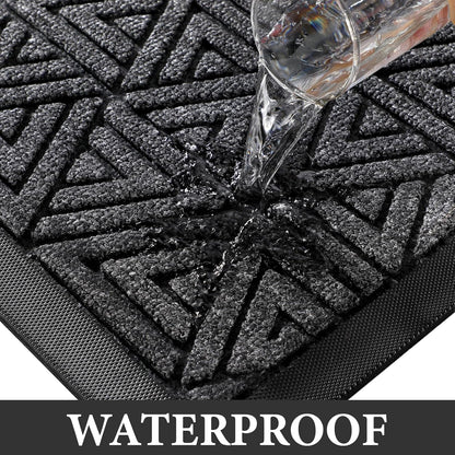 Yimobra Front Door Mat Outside Entrance 29.5x17, Waterproof Heavy Duty Outdoor Mats for Front Door, Non Slip Rubber Entry Mat for Garage Patio Indoor, Grey