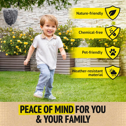 Super Ninja Fake Wasp Nest - 2 Pack, Wasp Nest Decoy for Outdoor Hanging, Yellow Jackets & Bee Repellent Outdoor, Waterproof & Tear-Resistant Deterrent for Patio & Garden