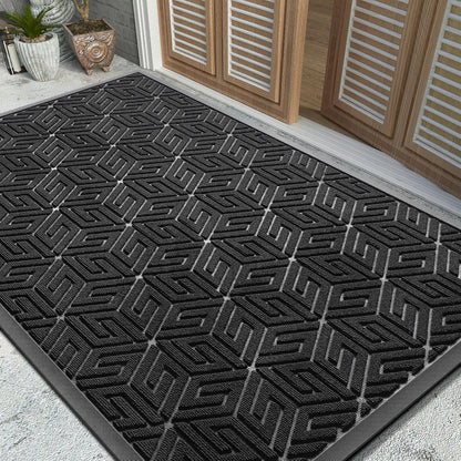 Yimobra Doormat Outdoor Entrance 29.5x17, All-Weather Waterproof Outdoor Mats for Front Door, Non Slip Welcome Door Mat for Patio Proch Outside Entryway Indoor, Black