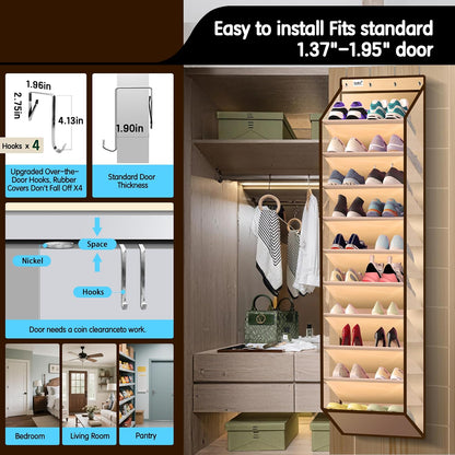 Kotkn 35 Compartment Over The Door Storage - Breathable Mesh Hanging Organizer with Large Pockets, Space Saving Design for Men & Women's Footwear, Closet, Bedroom （White）