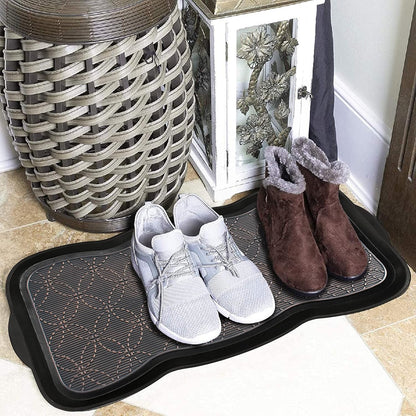A1HC Heavy Duty Flexible and Durable 100% Rubber Hello Triangle Boot Trays Multi-Purpose for Shoes, Pets, Garden - Mudroom, Entryway, Garage and Scraper Doormat 21.6" X 21.6"