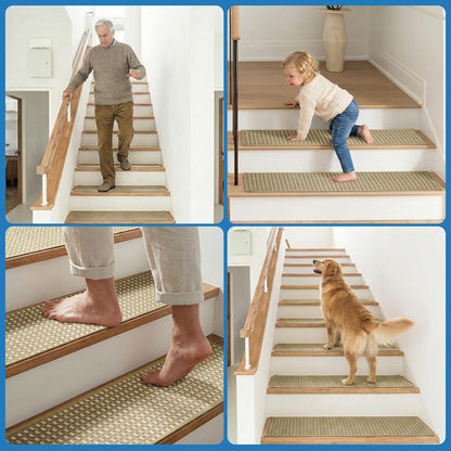 Chenille Stair Treads for Wooden Steps 8"x30" (15 Pack), Ultra Soft Non-Slip Carpet Stair Runners Indoor, Peel and Stick Self-Adhesive Step Rugs for Kids & Dogs, Machine Washable, Gray