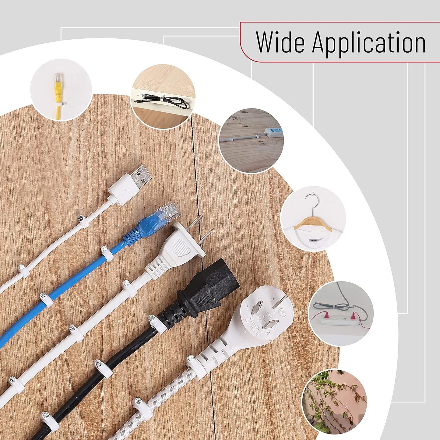 Bates- Cable Clips with Steel Nails, 200 pcs, White, Large, 2-Nail Cord Clips for Wires on Wall, Cable Wall Clip, Wire Wall Clips, Cable Wire Clips, Coaxial Cable Clips, Cord Wall Clip