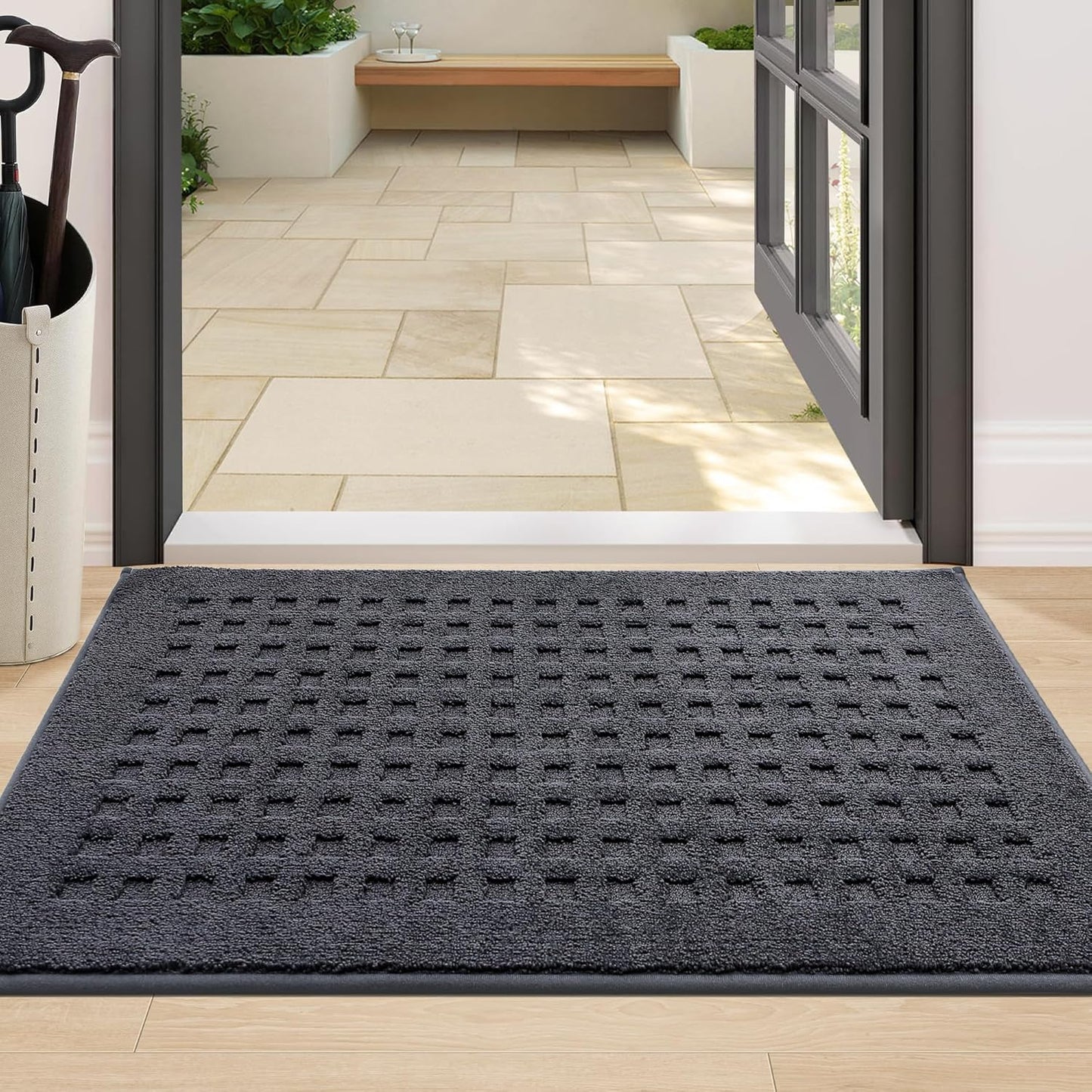 BEQHAUSE Dirt Trapper Door Mats 20"x32", Non-Slip Waffle Doormat Indoor Entrance Low-Profile, Dirt Resist and Absorbent Entryway Rugs Washable Inside Welcome Floor Mat for Front Back Door, Beige