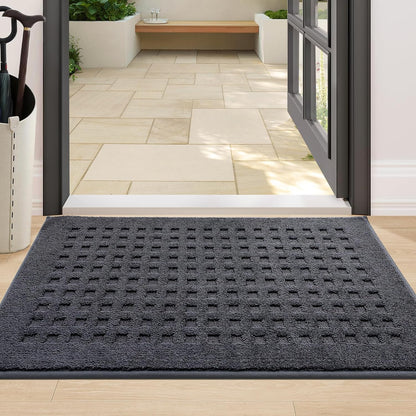 BEQHAUSE Dirt Trapper Door Mats 20"x32", Non-Slip Waffle Doormat Indoor Entrance Low-Profile, Dirt Resist and Absorbent Entryway Rugs Washable Inside Welcome Floor Mat for Front Back Door, Beige