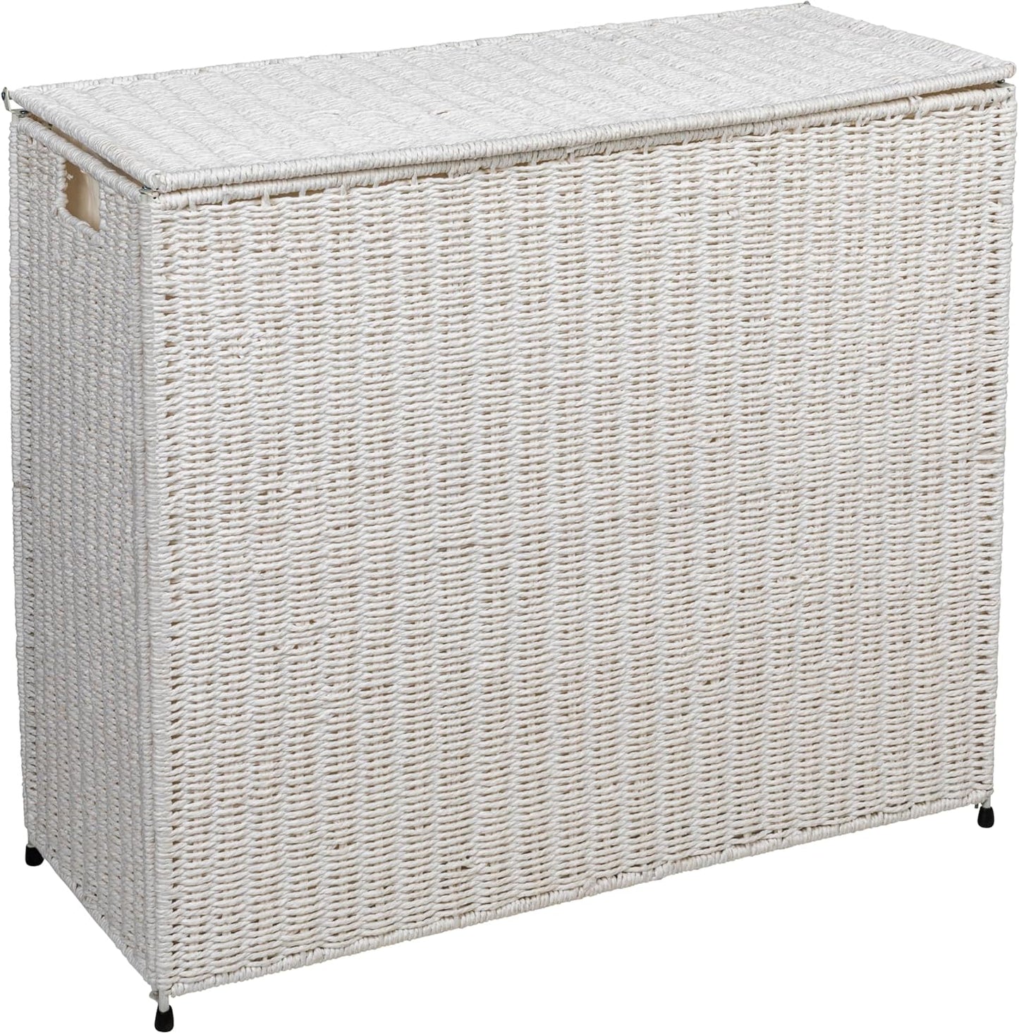 Household Essentials Brown ML-5445 Wicker 3 Compartment Laundry Sorter with Lid | 3 Section Clothes Hamper