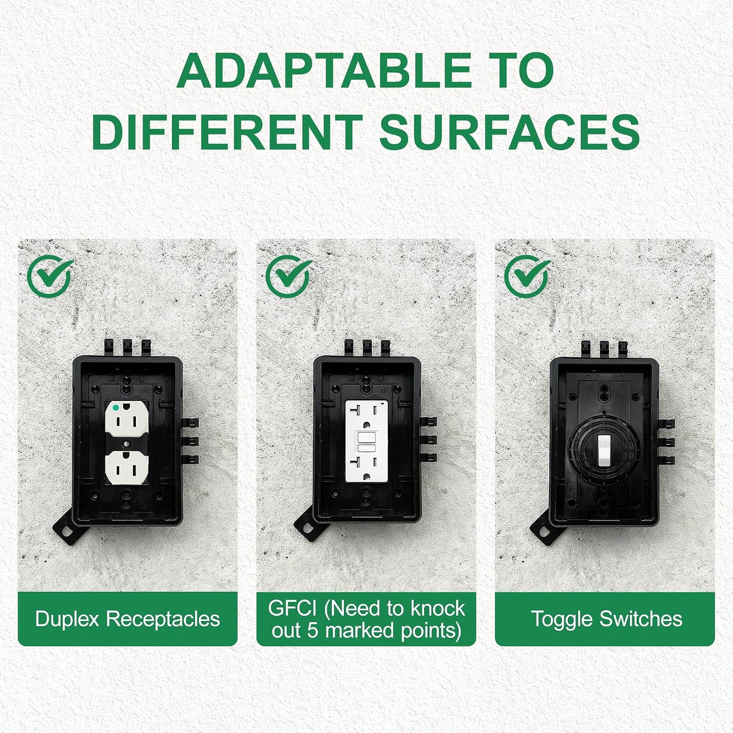 Weatherproof Electrical Outlet Cover Outdoor, Horizontal/Vertical Mount, Heavy-Duty Clear Cover for GFCI/Decorator Receptacles, Standard 1-Gang, ETL Certified, 1 Pack
