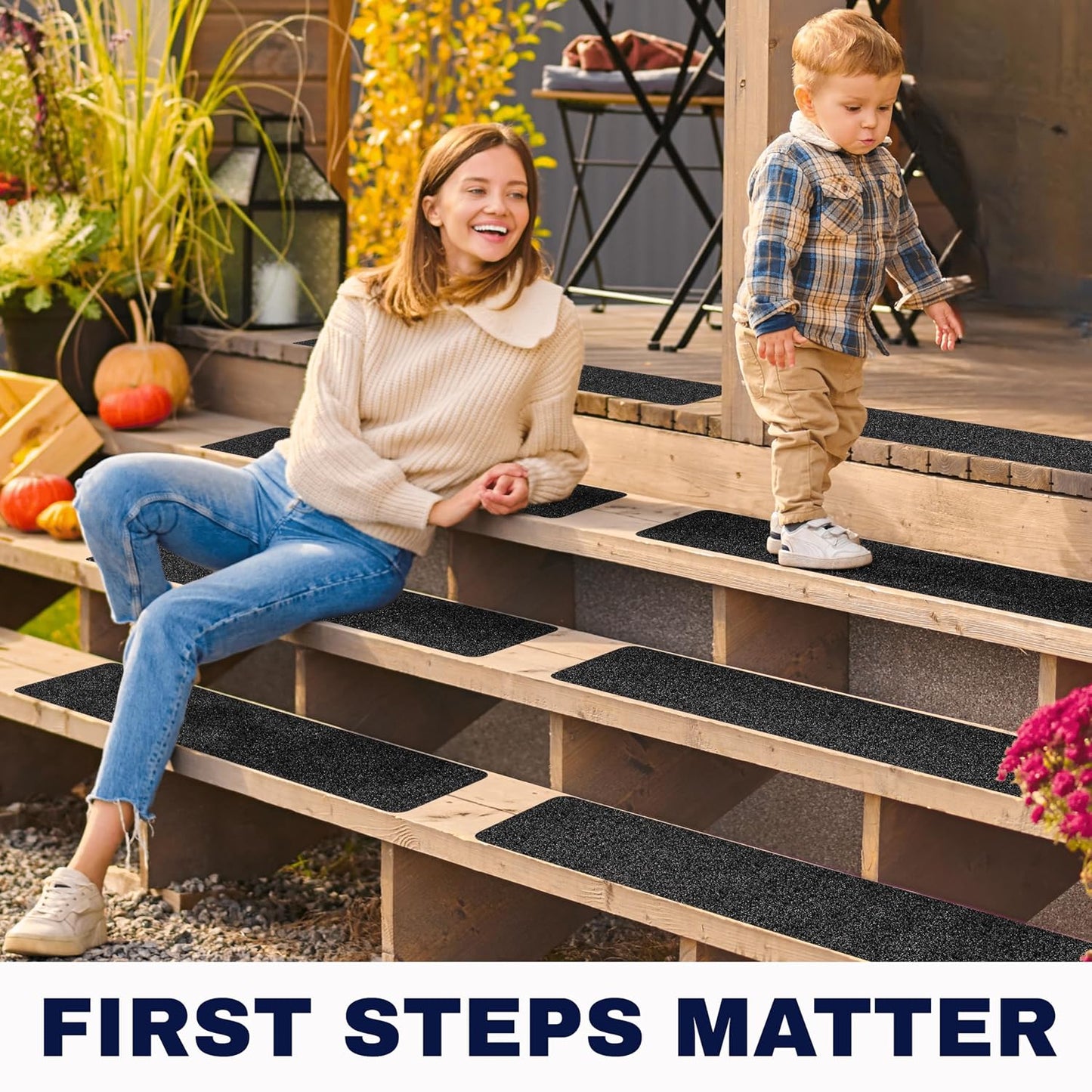 Clear Non Slip Stair Treads for Wooden Steps Indoor 30"x6" – 15-Pack Peel Stick Stair Treads – Self Adhesive Transparent Step Covers – Stair Grip Tape for Dogs, Kids – by STEPCORE
