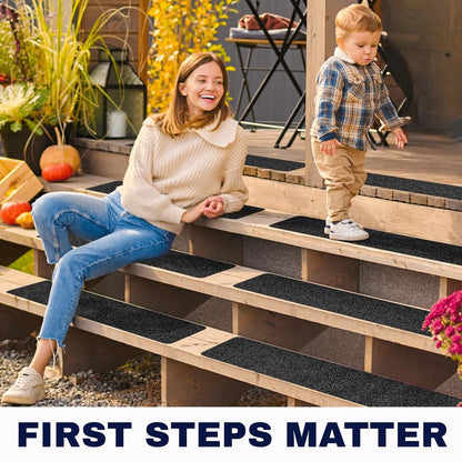 Clear Non Slip Stair Treads for Wooden Steps Indoor 30"x6" – 15-Pack Peel Stick Stair Treads – Self Adhesive Transparent Step Covers – Stair Grip Tape for Dogs, Kids – by STEPCORE