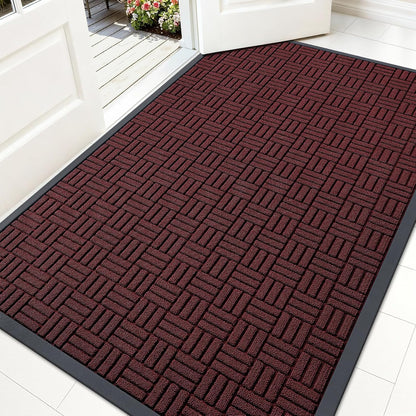 OLANLY Front Door Mat Outside Entrance 29.5x17, Absorbent, Heavy Duty Sturdy Natural Rubber Doormat Indoor Outdoor, Stain and Fade Resistant, Non-Slip Backing Low Profile Floor Mat for Entryway, Grey
