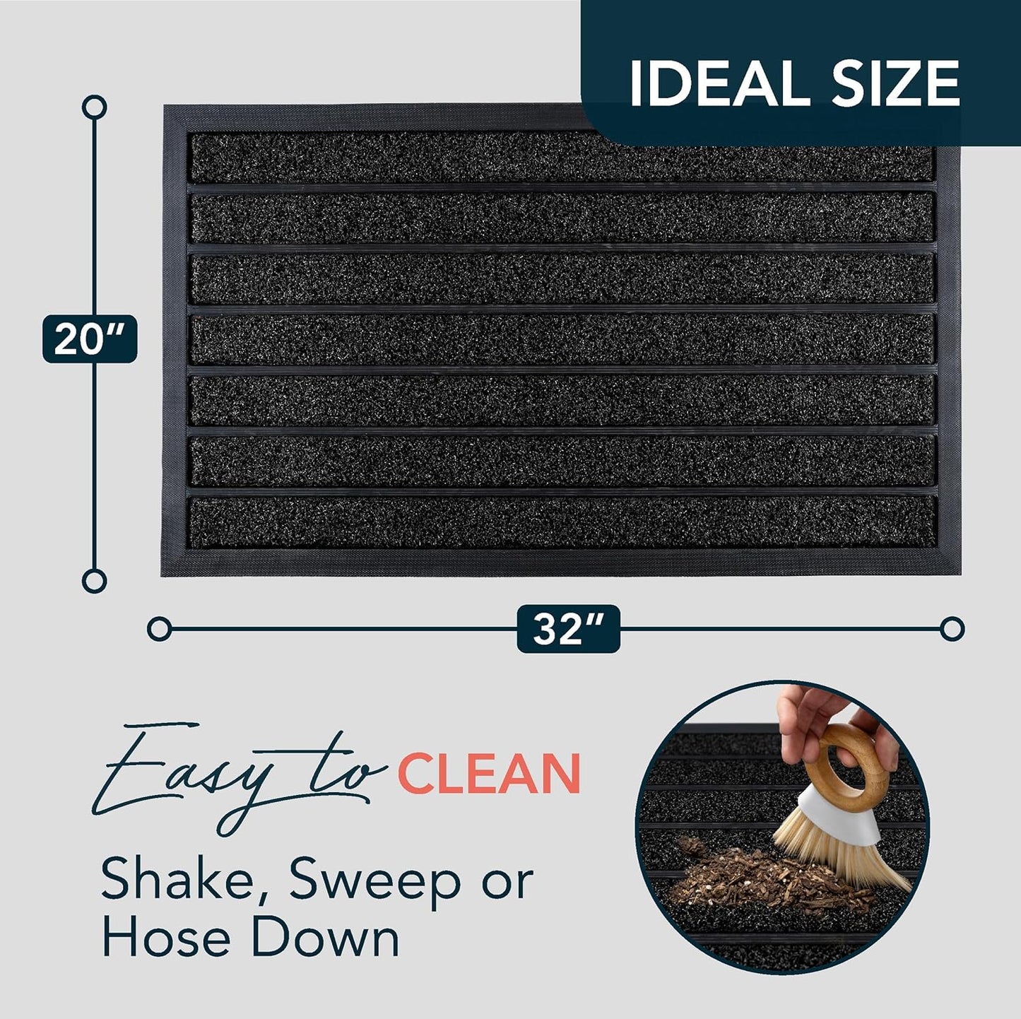 ubdyo Extra Durable Door Mat - Dirt Trapping Outdoor Welcome Mats - Non-Slip Outdoor Indoor Entrance - Low Profile Front Doormat (30" x 17", Bright Brown)