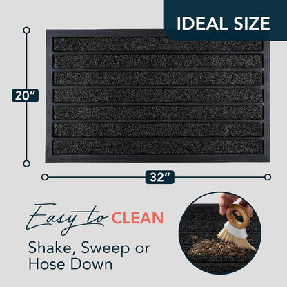 ubdyo Extra Durable Door Mat - Dirt Trapping Outdoor Welcome Mats - Non-Slip Outdoor Indoor Entrance - Low Profile Front Doormat (30" x 17", Bright Brown)