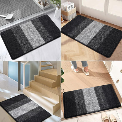 Kitinjoy Indoor Outdoor Door Mat, 32x20 Non-Slip Absorbent Dirt Trapper, Low-Profile Washable Inside Entrance Front Floor Mat, Sturdy Soft Entry Doormats for Entryway, Grey