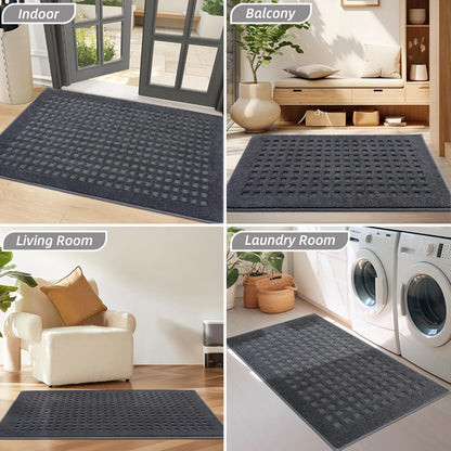 BEQHAUSE Dirt Trapper Door Mats 20"x32", Non-Slip Waffle Doormat Indoor Entrance Low-Profile, Dirt Resist and Absorbent Entryway Rugs Washable Inside Welcome Floor Mat for Front Back Door, Beige