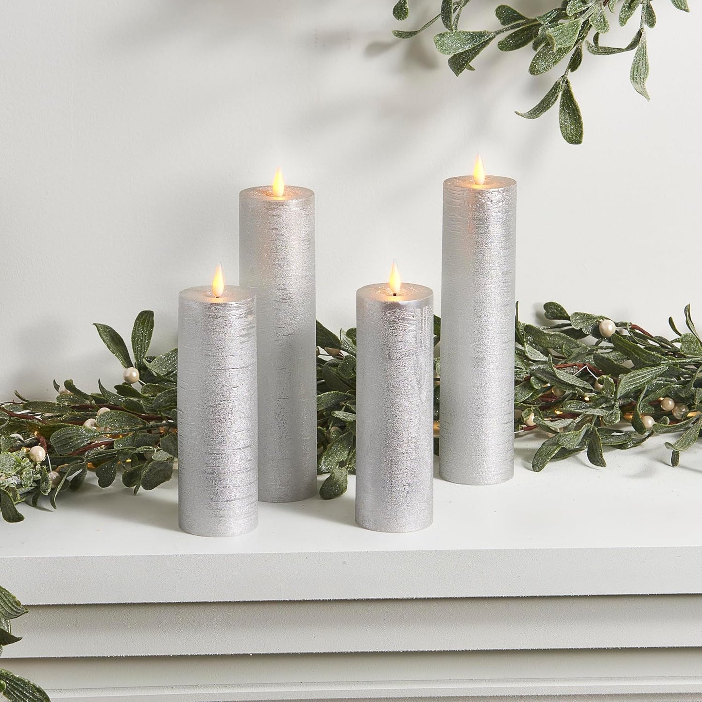 LampLust Realistic Flameless Pillar Candles with Remote, Set of 3, Batteries Included, Real White Wax, 3D Flickering LED Flame, 3 Inch Pillar Candles, Spring Decor, Centerpieces for Tables