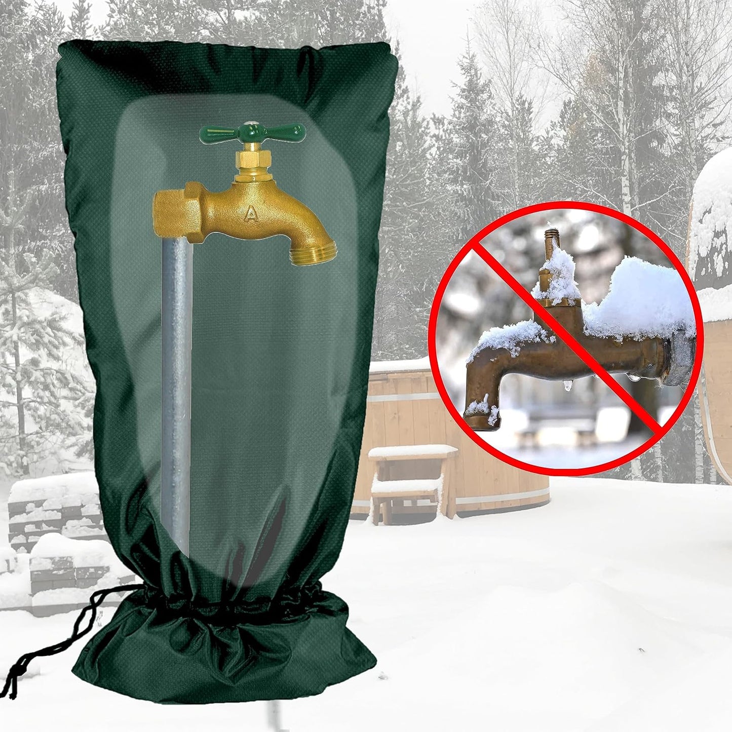 XXL Outdoor Faucet Covers for Winter, 3M Thinsulate Insulation Faucet Freeze Protector, 25”H x 13”W for Garden Lawn Faucets & Yard Hydrant, Waterproof Insulated Spigot Cover Faucet Sock – Black