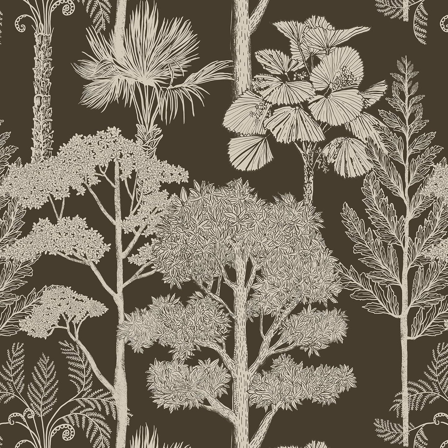 Safiyya Peel and Stick Wallpaper Beige Forest Contact Paper 17.3" x 118" Vintage Tree Wall Paper Renter Friendly Self Adhesive Removable Wallpaper for Bathroom Vinyl Off-White