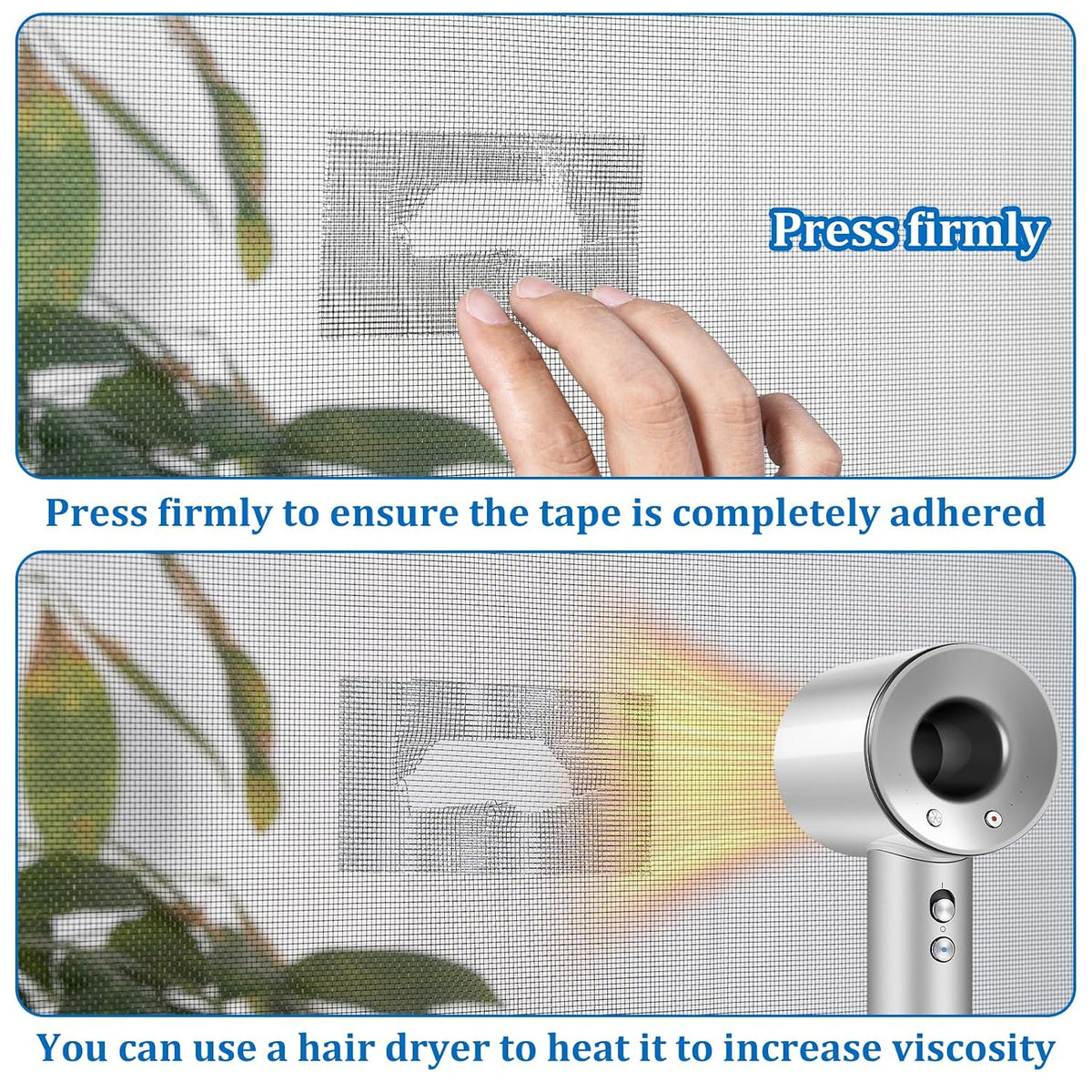 Window Screen Repair Tape 2 in x 40 FT Fiberglass Strong Adhesive Screen Patch, Waterproof Mesh Repair Kit for Window & Door Screen Holes Tears - Black