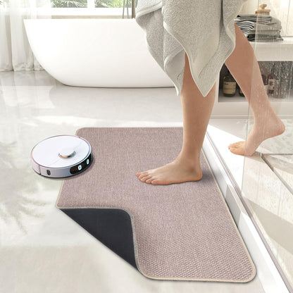 Bath Mat,Ultra Thin Bathroom Rugs,Rubber Bath Mats for Bathroom,No Slip Bath Rugs,Quick Dry,Machine Washable,Low Pile,Absorbent,Shower Outside,Sink,Home Decor Accessories.Grey,1'5"x2'3"(17x27Inch)