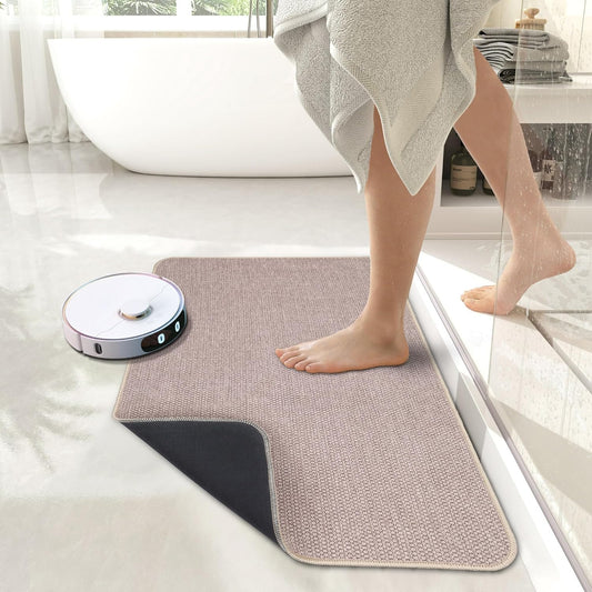 Bath Mat,Ultra Thin Bathroom Rugs,Rubber Bath Mats for Bathroom,No Slip Bath Rugs,Quick Dry,Machine Washable,Low Pile,Absorbent,Shower Outside,Sink,Home Decor Accessories.Grey,1'5"x2'3"(17x27Inch)