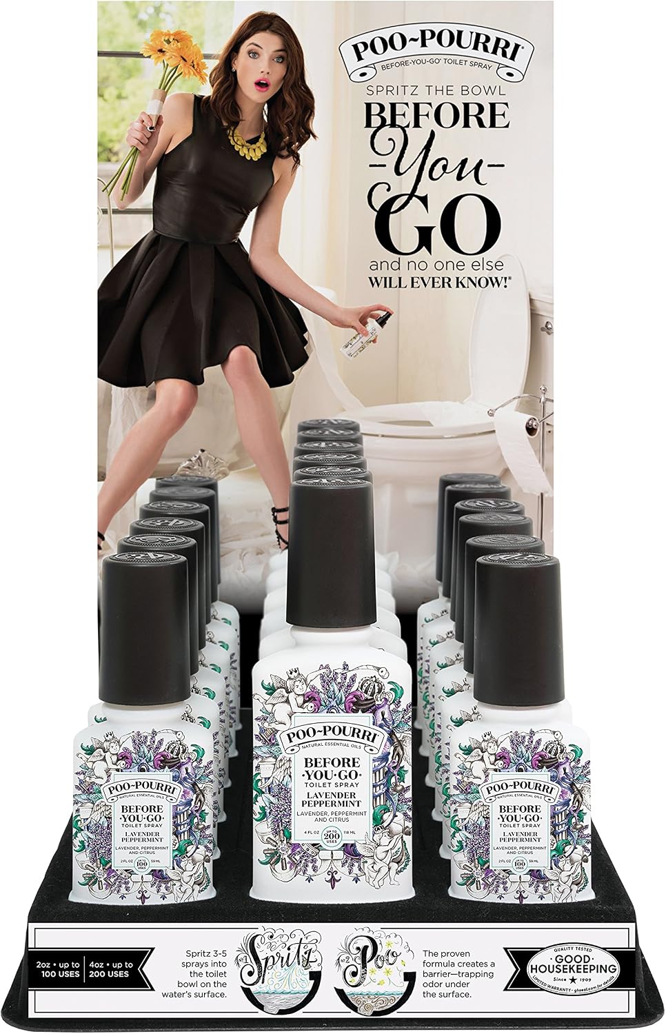 Poo-Pourri Before-You-Go Toilet Spray, Lavender Peppermint, 2 Fl Oz, Up to 100 Uses, Bathroom Odor Deodorizer, Plant-Based with Essential Oils for Home or Work, Travel Essentials, TSA Approved Size
