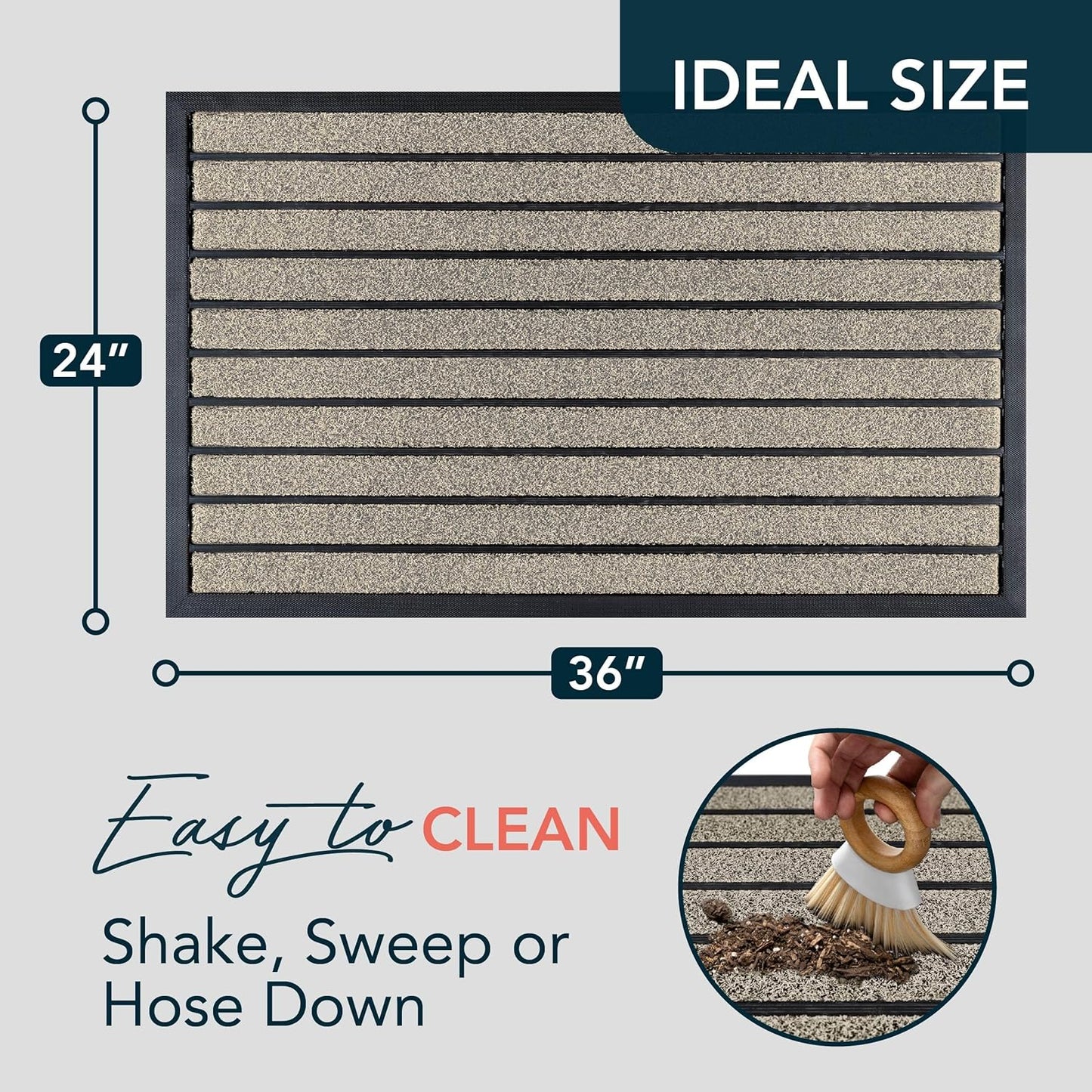 ubdyo Extra Durable Door Mat - Dirt Trapping Outdoor Welcome Mats - Non-Slip Outdoor Indoor Entrance - Low Profile Front Doormat (30" x 17", Bright Brown)